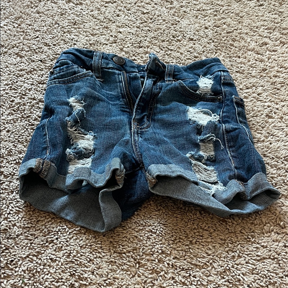 Distressed Blue Denim Shorts